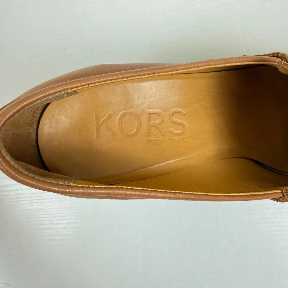 Michael Kors Brown Leather Wedge Loafers